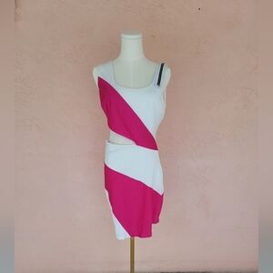 Bebe Addiction Summer Bodycon Dress White & Pink Y2K